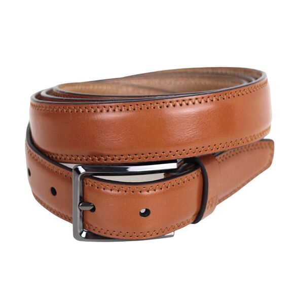 River Island TAN BROWN GENUINE LEATHER 1 1/8"Wd CASUAL DRESS BELT Sz 50 (D24 - Picture 2 of 14